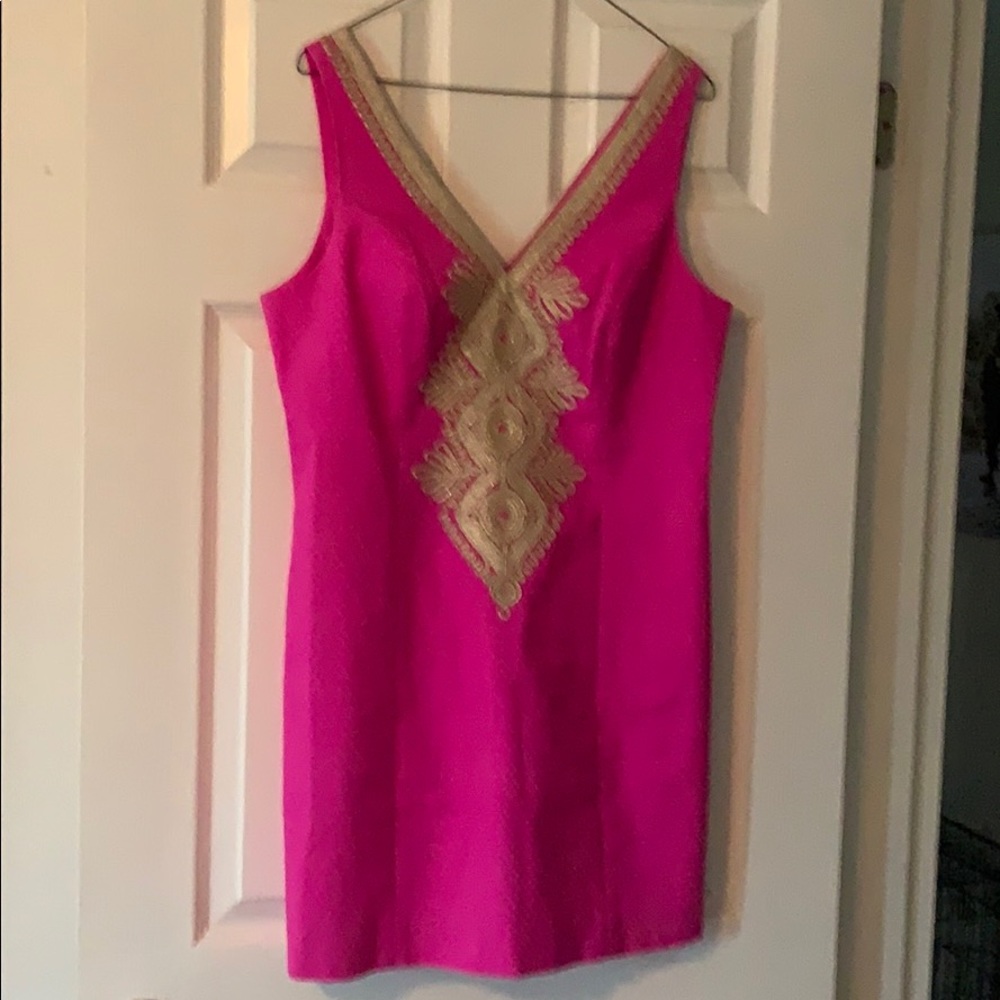 Lilly Pulitzer Hot Pink/ Gold Accent Dress